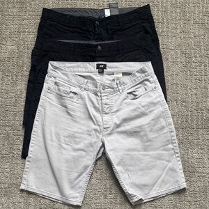 (ALL 3) H&M Two Men's Black and One Light Gray Shorts Size 32/33